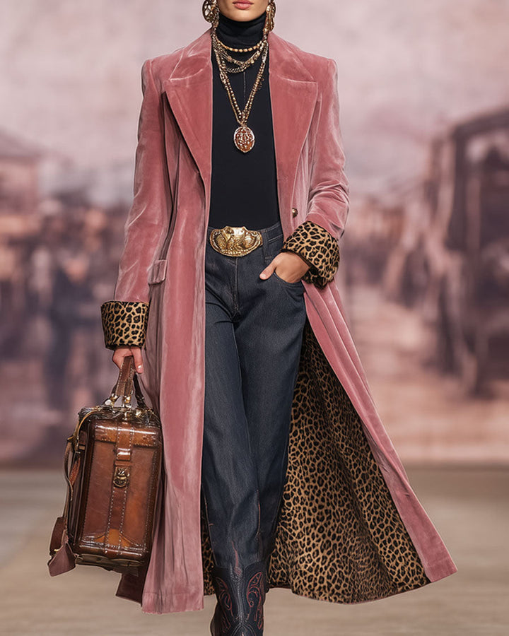 Arabella - Longline Tailored Velvet-Effect Coat