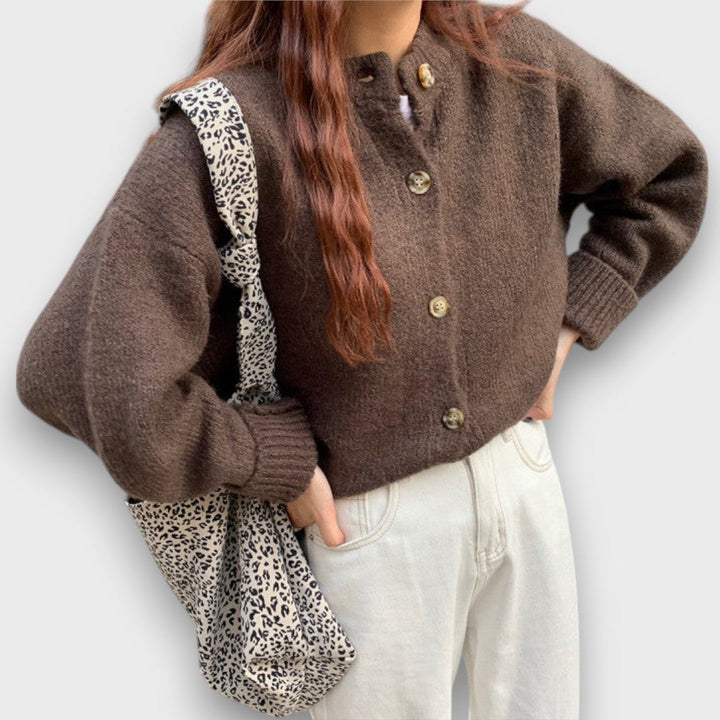 Warm cardigan in mocha colour