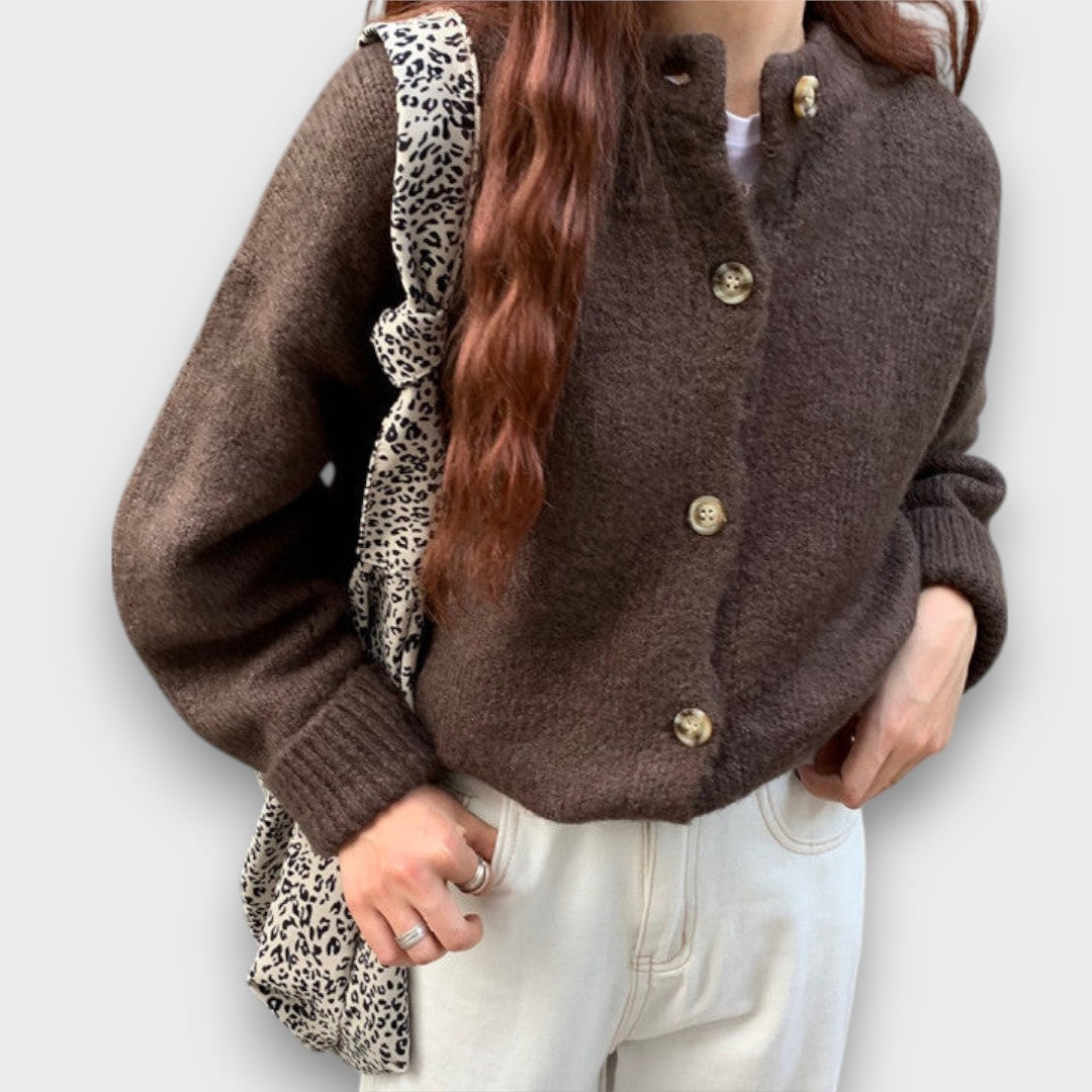 Warm cardigan in mocha colour