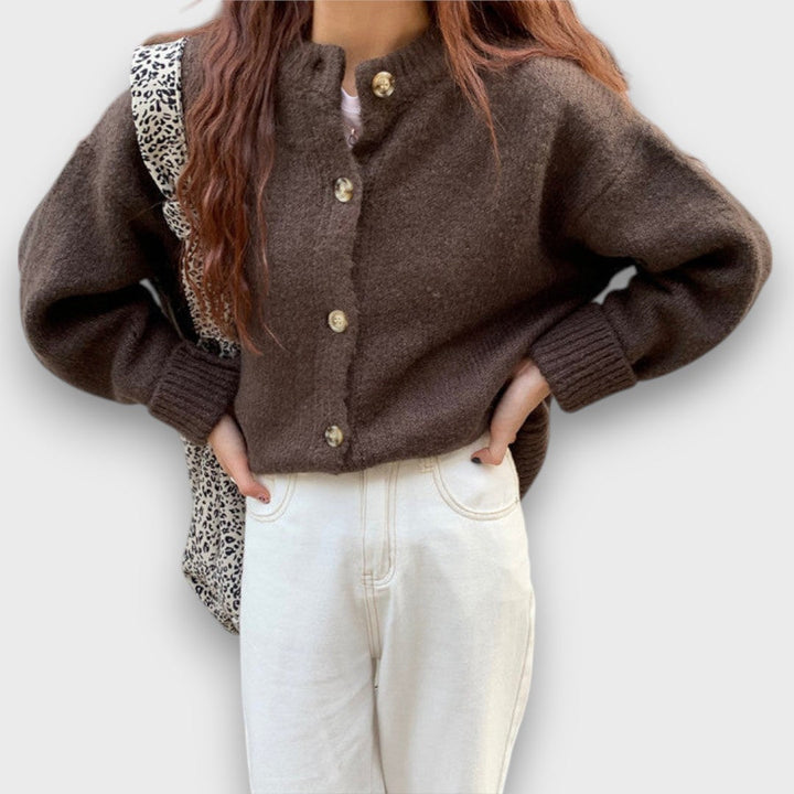 Warm cardigan in mocha colour