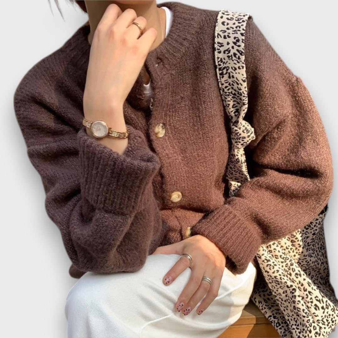 Warm cardigan in mocha colour